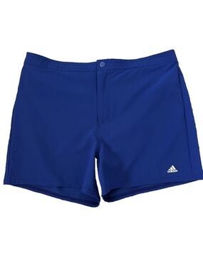 ADIDAS Women's Swim Shorts Royal Blue Lined Stretch Pocket Zip&Snap Size L